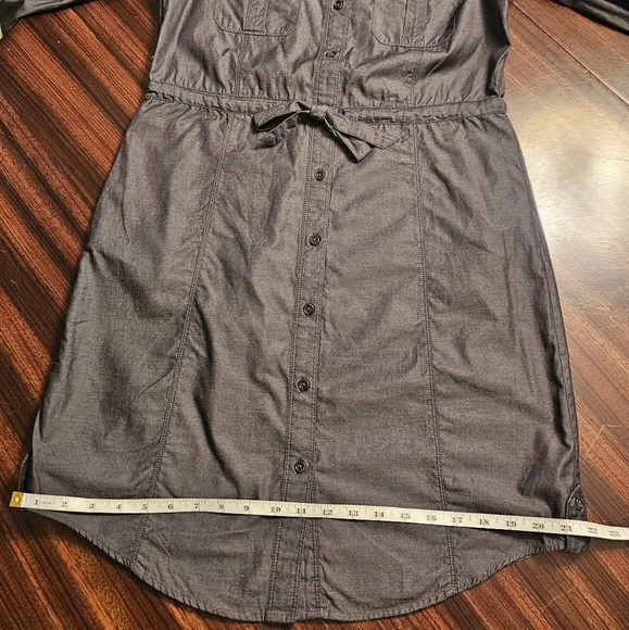GAP Graphite Gray Roll Tab Long Sleeve Shirt Dress Midi Utility Women M - Picture 14 of 16